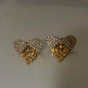 Gold and Silver Heart Earrings